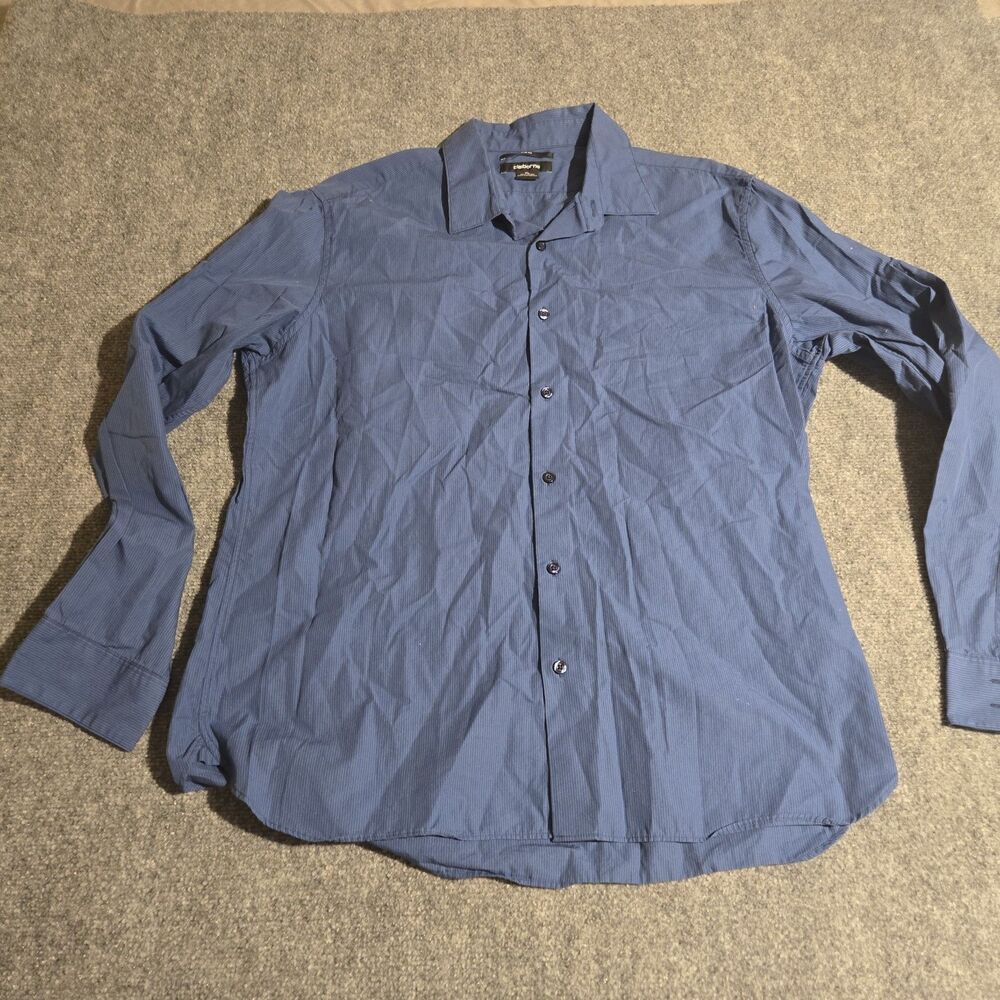 Claiborne Shirt Mens XL Blue Button Front Long Sleeve Slim Fit 100% Cotton